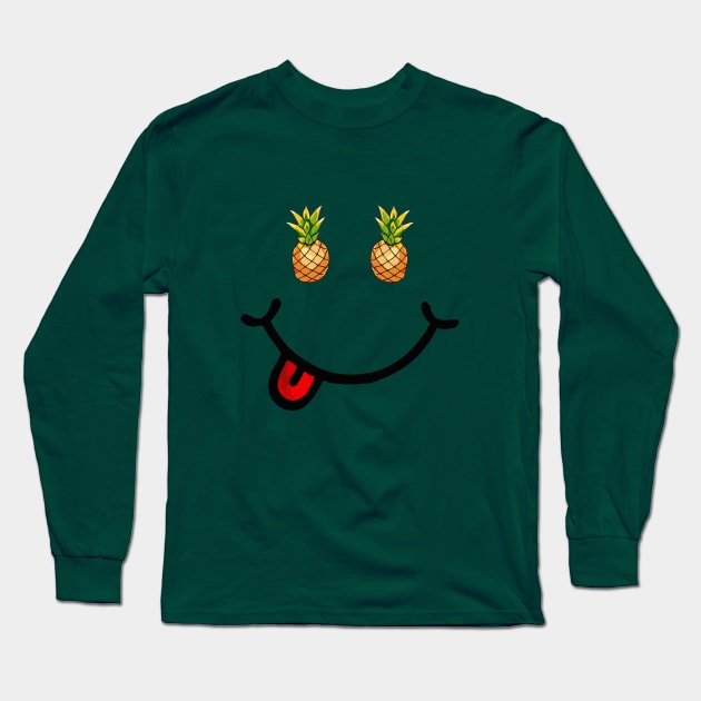 Pineapple & Smile (in the shape of a face) Long Sleeve T-Shirt by Tilila